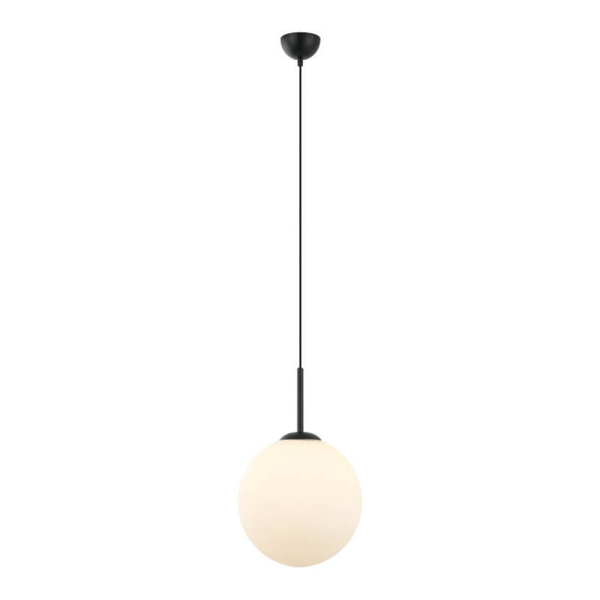 Kulista lampa wisząca Deore nad kuchenną wyspę czarna biała