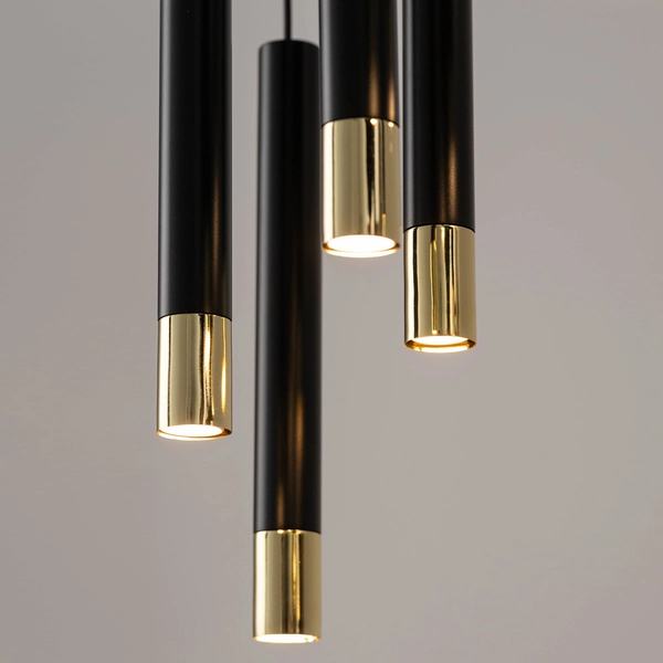 Wisząca lampa Sopel Grand 33393 okrągły zwis tuba czarna złota