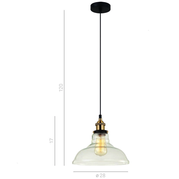 LAMPA wisząca HUBERT MDM-2381/1 Italux szklana OPRAWA industrialny ZWIS kopuła przezroczysta