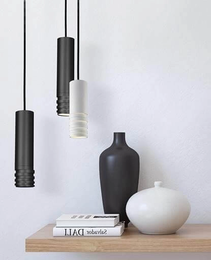 Minimalistyczna lampa wisząca Locus czarna metalowa