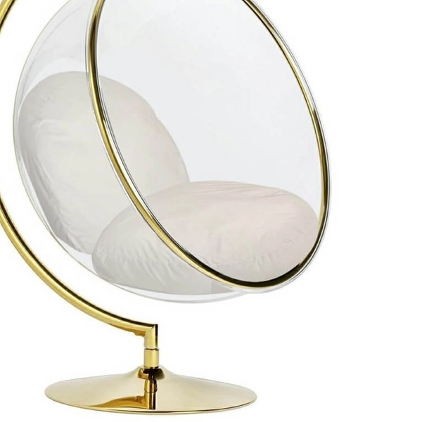 Fotel kula Bubble JH200-1.56 GOLD King Home poduszka złoty beżowy