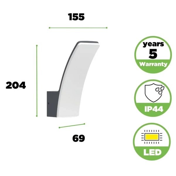 Kinkiet ścienny zewnętrzny KILO 5203901335 LED 11,5W 3000K IP44 szary