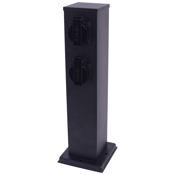 Słupek 2-gniazda Electric EKO0432 na taras metalowy czarny