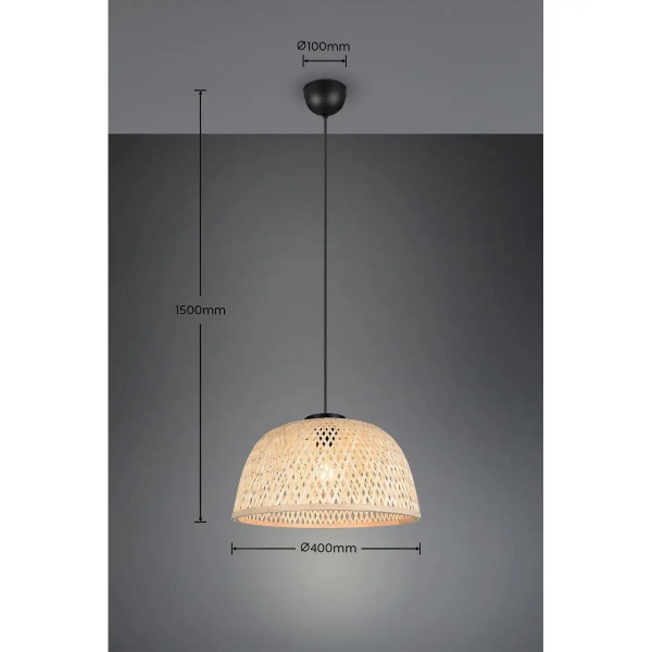 Bambusowa lampa wisząca LAURENT R36091032 nad stół czarny naturalny