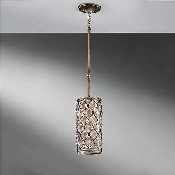 Wisząca lampa kryształowa Lucia FE-LUCIA-P-D tubka glamour srebrna
