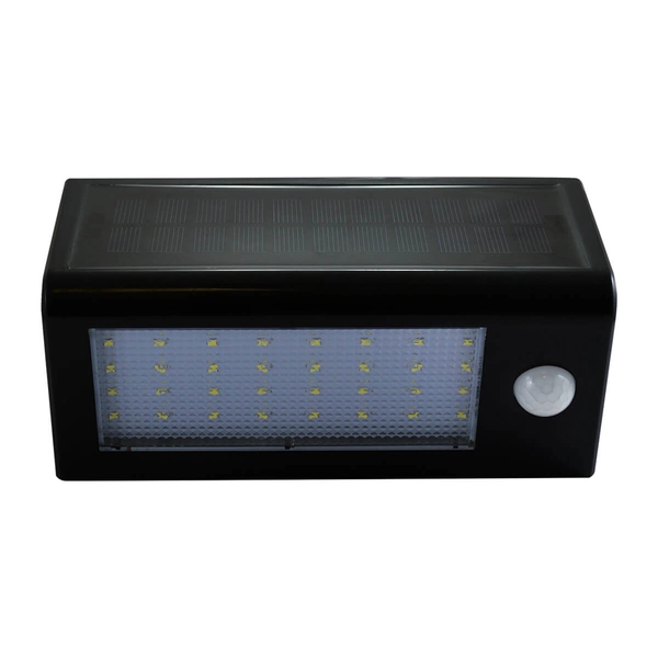 Solarna lampa zewnętrzna BOX 307637 Polux elewacyjna LED 5,5W 6400K z czujnikiem IP44 czarna