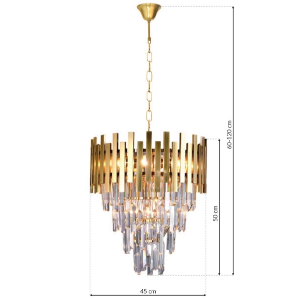 LAMPA wisząca ASPEN ML6000 Milagro glamour OPRAWA kryształowy ZWIS na łańcuchu złoty