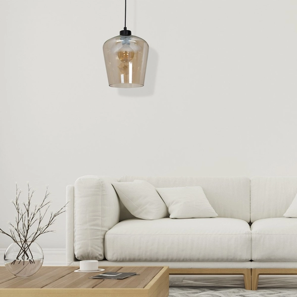 Skandynawska LAMPA wisząca SANTIAGO MLP6607 Milagro loftowa OPRAWA szklany zwis czarny bursztynowy