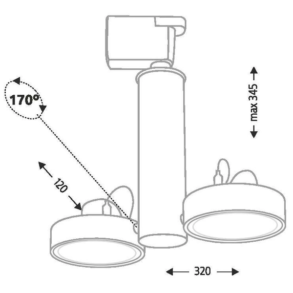 LAMPA sufitowa NATORI 6610 Shilo metalowa OPRAWA regulowane reflektorki do 3-fazowego systemu szynowego czarne