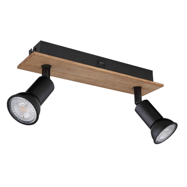 Sufitowa lampa kierunkowa Drew 57998-2W drewno czarna