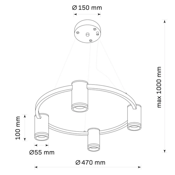 Lampa zwieszana Paris 326195 Polux do salonu metalowy czarny