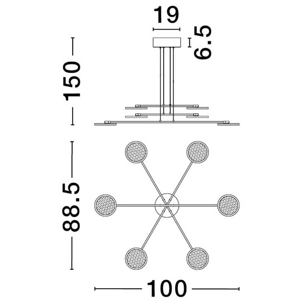 Biurowa lampa wisząca Abot LE43208 LED 51W 3000K dyski czarne białe