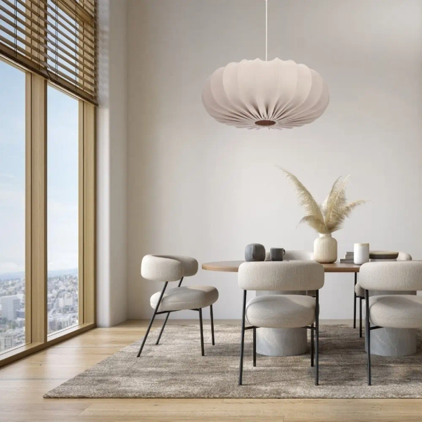 Skandynawska wisząca lampa nad stół 31-39231 regulowany tkanina beżowy