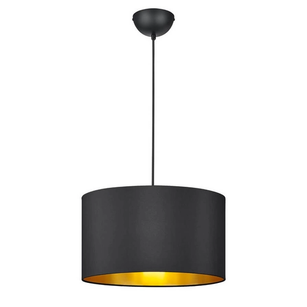 Materiałowa lampa wisząca Hostel 308200179 okrąg czarny złoty