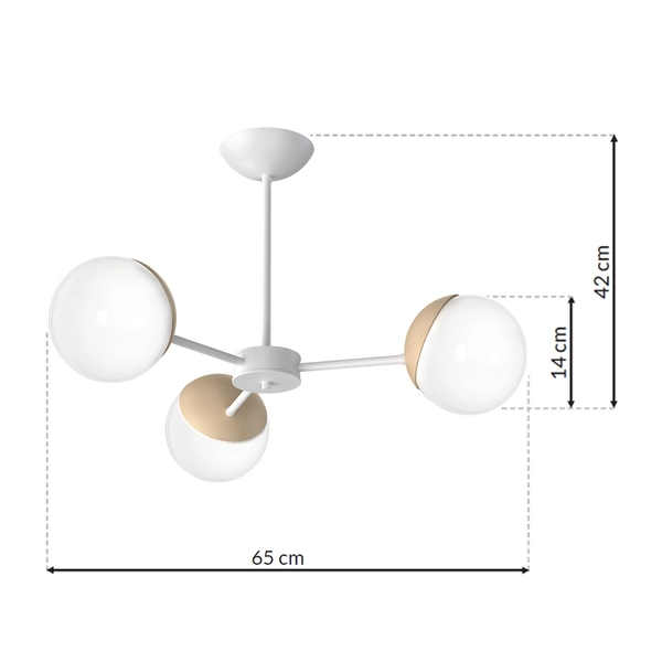 Loftowa LAMPA sufitowa SFERA WOOD MLP5432 Milagro skandynawska OPRAWA plafon szklane kule białe drewno