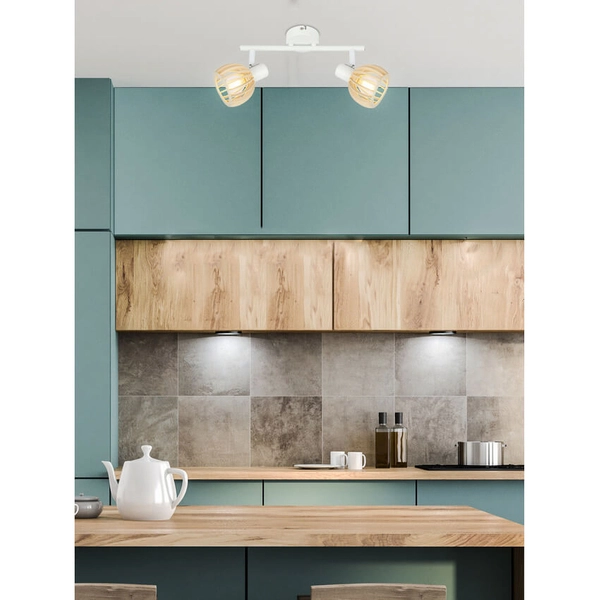 Przysufitowa lampa z regulacją Atarri 92-68088 drewniana biała