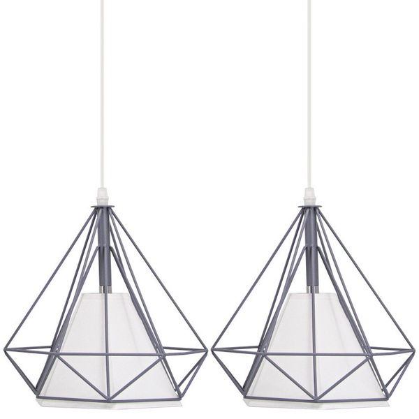 Industrialna LAMPA wisząca Piramida 8803/3 ZWIS - 03 Elem druciana OPRAWA metalowy ZWIS piramidy szare białe
