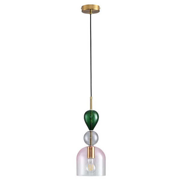 Lampa wisząca szklana PASTELLO ST-DN345B do jadalni różowa szara zielona