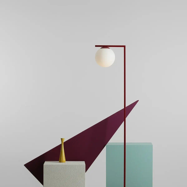 Kulista lampa podłogowa Zac 1038A15_1 Aldex metalowa biała czerwona
