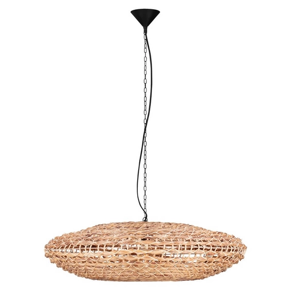 Wisząca lampa nad stół GUARDIA LE44579 japandi naturalna czarna