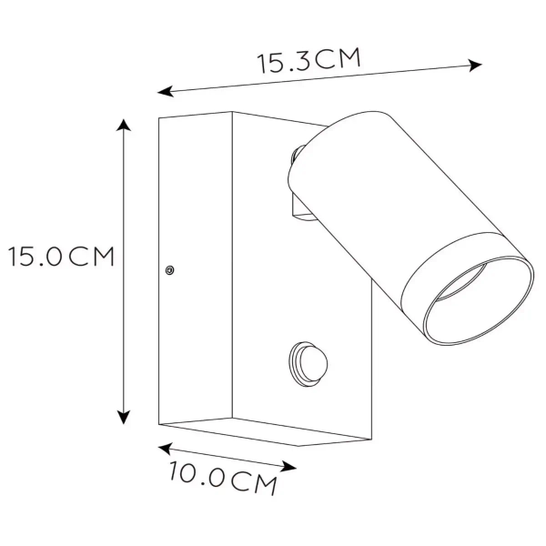 Lampa ścienna TAYLOR 09831/01/31 Lucide IP54 z czujnikiem tubka biała