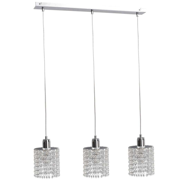LAMPA wisząca KET538 metalowa OPRAWA glamour ZWIS na listwie chrom srebrny