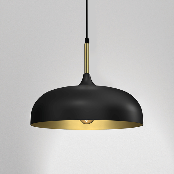 Metalowa lampa wisząca Lincoln okrągła czarna złota