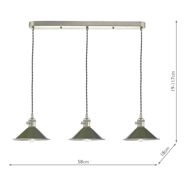 Wisząca lampa do jadalni Hadano HAD3661-07 Dar Lighting zielona chrom