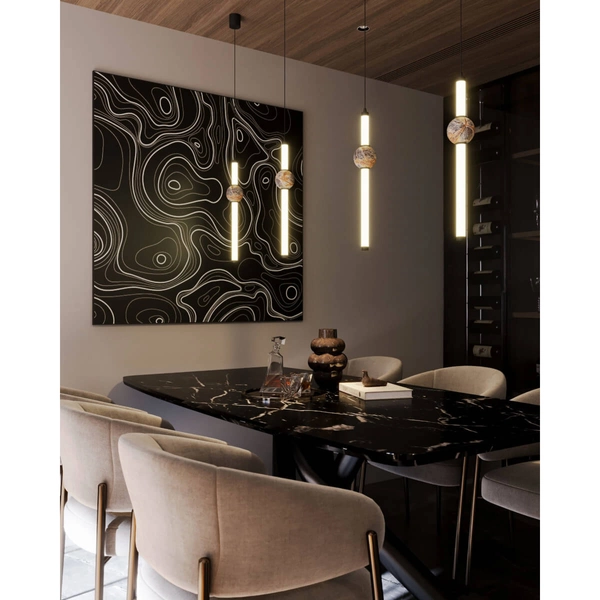 Salonowa lampa wisząca VERDES P0612 LED 10W 3000K kula tuba czarna