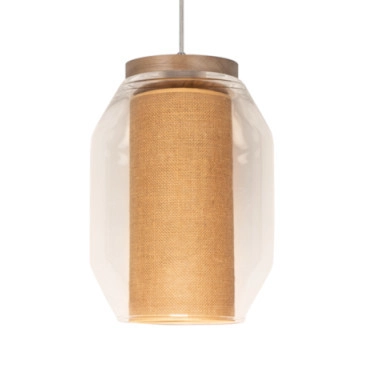 Szklana lampa wisząca VASO JUTE 179110174 słoik przezroczysty drewno