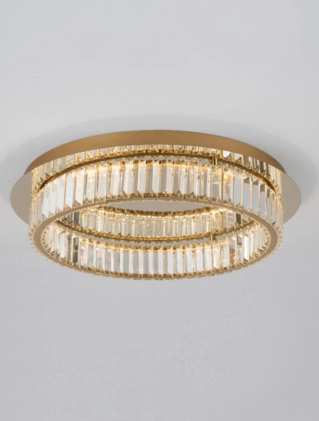 Przysufitowa lampa okrągła Bauta LED 40W 3500K do pokoju glamour szkło metal złota