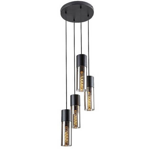Kaskadowa lampa wisząca RONNO 72054 do sypialni loft przydymiona czarna