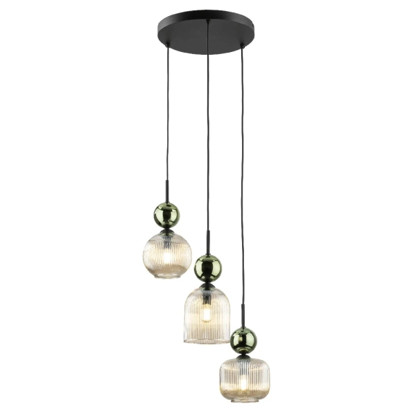 Glamour lampa wisząca do jadalni Sophia Green 11148 żebrowana zielony