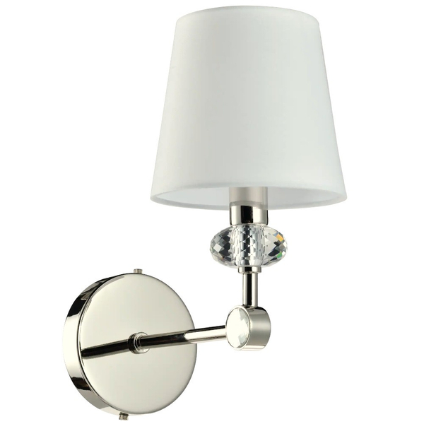 Ścienna LAMPA klasyczna DOHA W01292WH NI Cosmolight sypialniany kinkiet abażurowy z kryształkami biały