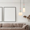 Ceramiczna wisząca lampa 22079 szkło opalowe do przedpokoju mosiądz