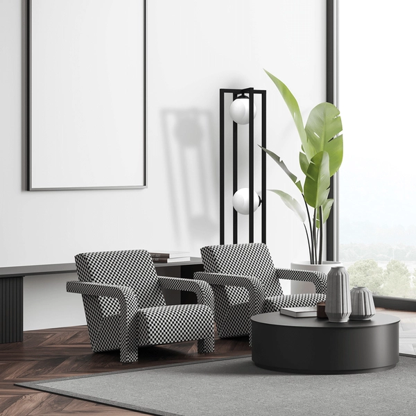 Podłogowa lampa stojąca Diego MLP8572 klatka czarna biała