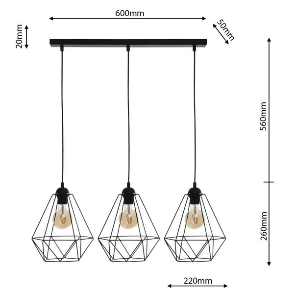 LAMPA wisząca BASKET 7215 Milagro druciana OPRAWA metalowa listwa ZWIS klatki loft czarne