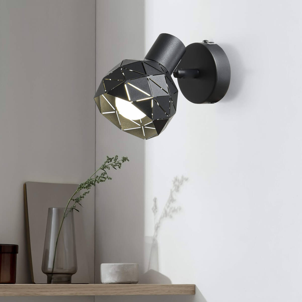 Regulowana LAMPA ścienna REUS LP-8069/1WS BK Light Prestige metalowa OPRAWA geometryczny kinkiet czarny
