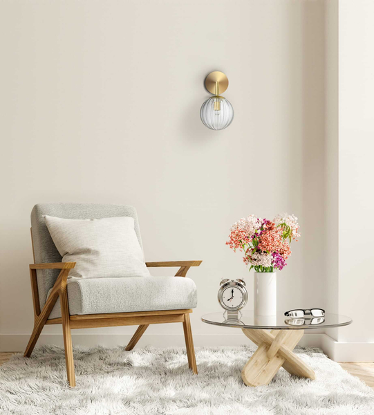 Lampa ścienna Arette LP-133/1W szklana kula ball złota