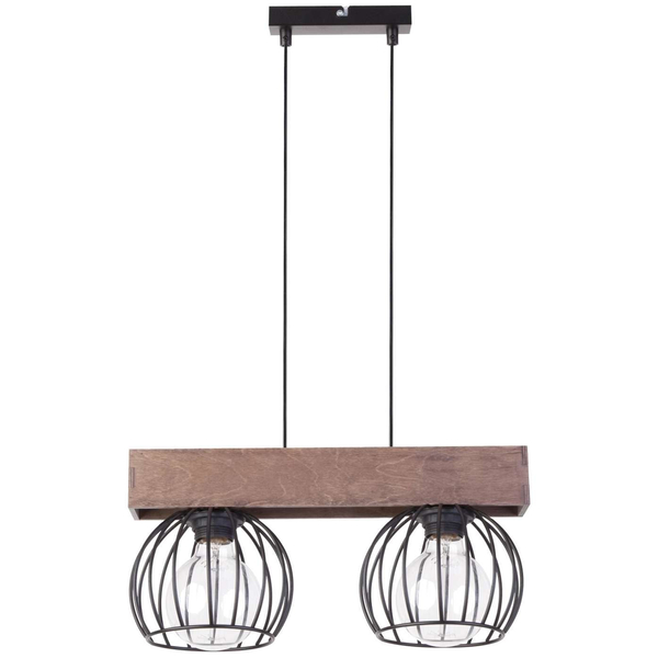 LAMPA wisząca MILAN 31572 Sigma industrialna OPRAWA metalowe klatki ZWIS na belce drewno brązowy