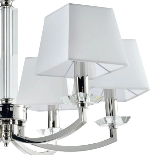 Eklektyczna lampa wisząca Dubai P06346NI-WH Cosmolight metal tkanina nikiel biała