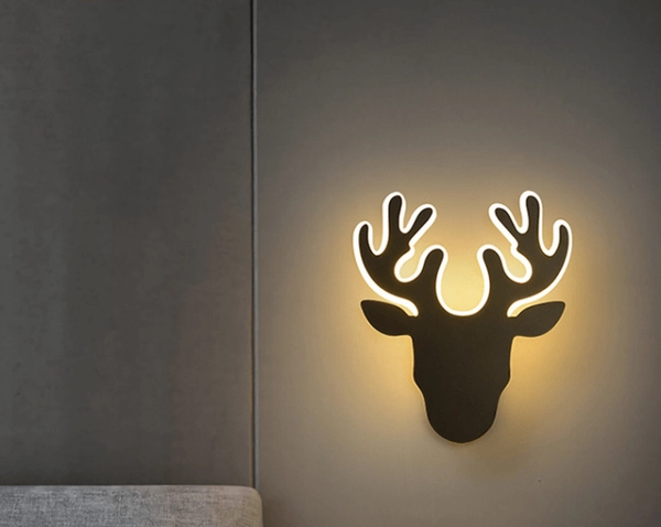 Dekoracyjny kinkiet DEER-B LED 6W jeleń metalowy czarny