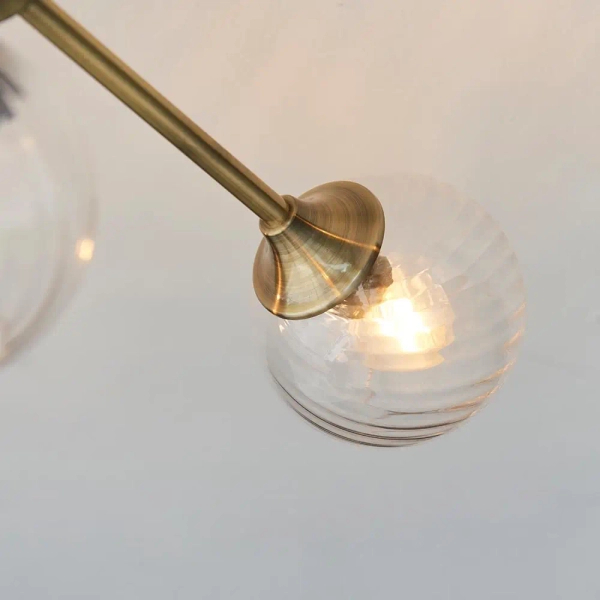 Sufitowa lampa szklana Allegra 103171 kule spiralne mosiądz