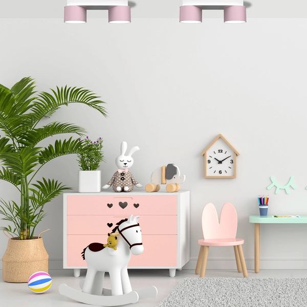 Sufitowa lampa sypialniana Dixie dziecięca biała różowa