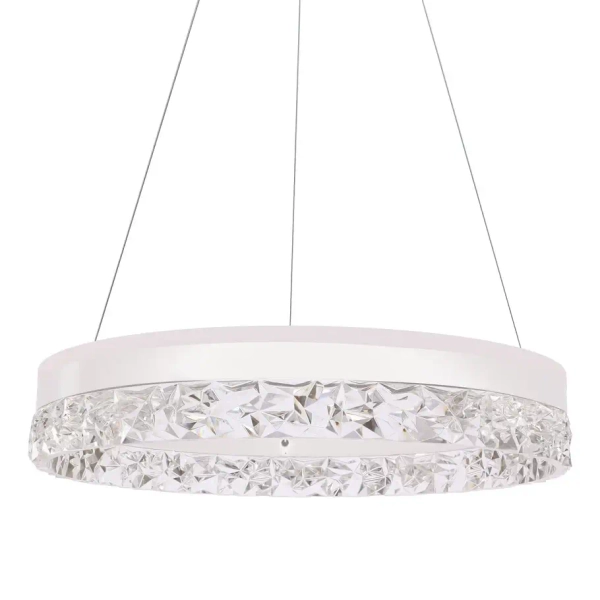 Wisząca lampa ring Frozi 31-35547 LED 32W 3000K kryształowa biała