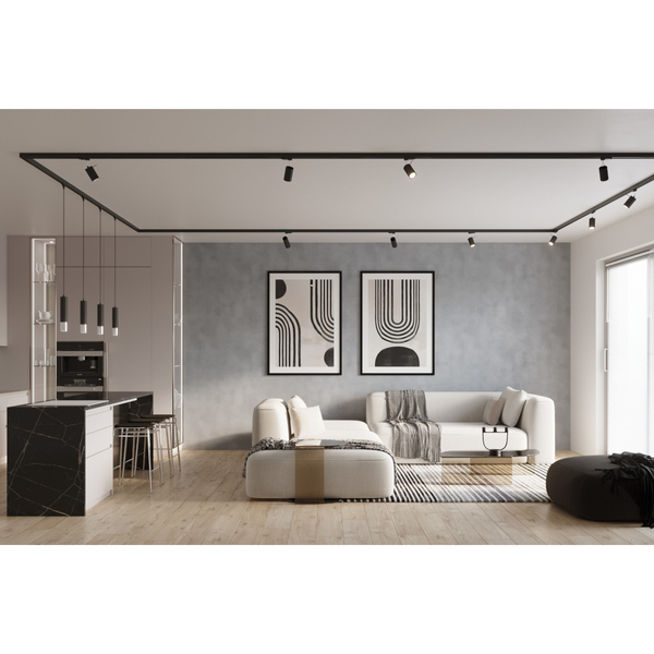 Wisząca lampa trzyfazowa LOOPEZ MYL.00014 tuba z żarówką czarny złoty