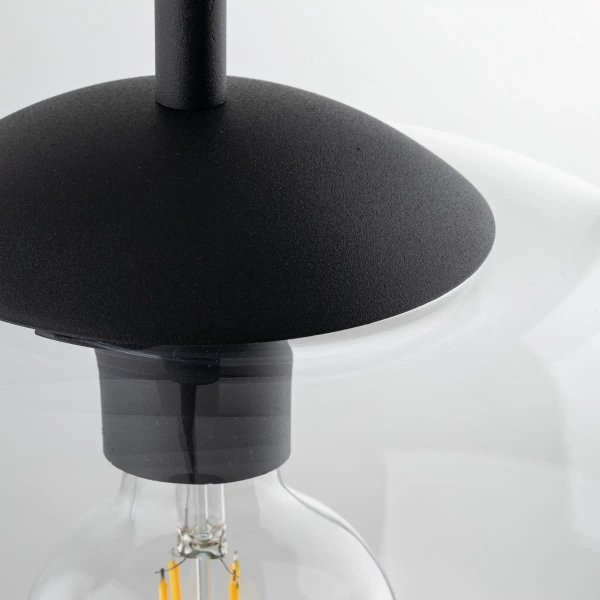 Szklana lampa wisząca VIBE 4817 do sypialni kula czarny przezroczysty