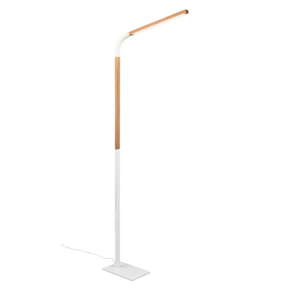 Drewniana lampa stojąca Norris 445210131 LED 14W 3000K z wtyczką biała