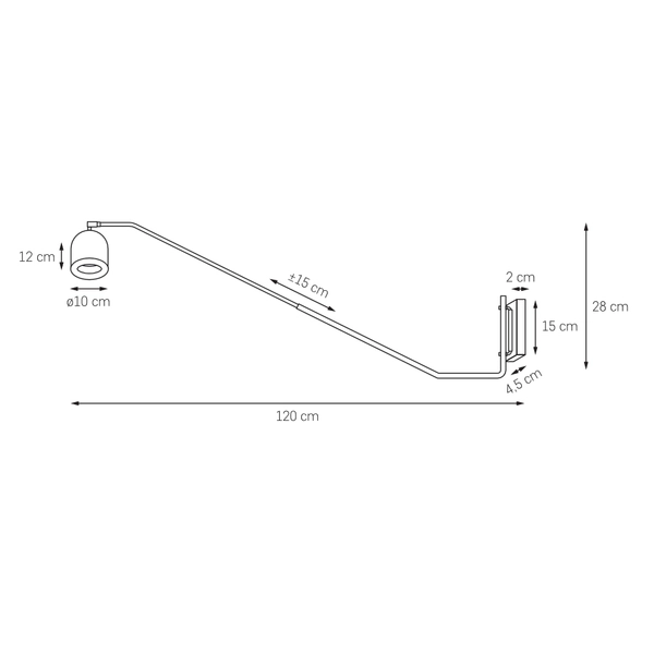 LAMPA ścienna PURO 20811101 Kaspa metalowa OPRAWA kinkiet na wysięgniku regulowany reflektorek biały