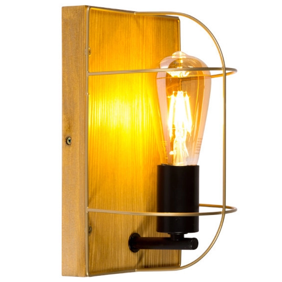 Industrialna lampa ścienna NETUNO 92011151 drewniana druciany drewno złoty